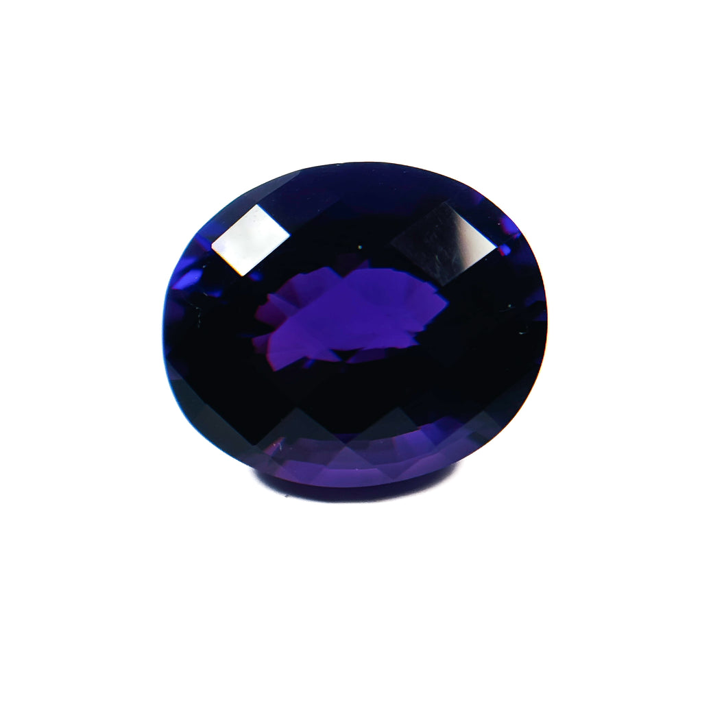 African Purple Amethyst 15x13x9.4 Facet Oval Checkerboard 9.39 Carat Extra Fine AA