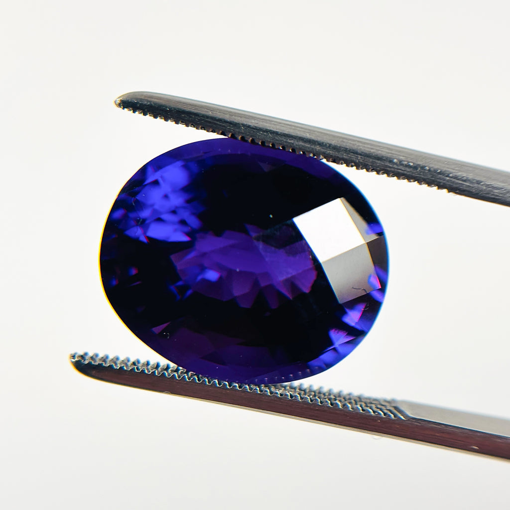 African Purple Amethyst 15x13x9.4 Facet Oval Checkerboard 9.39 Carat Extra Fine AA