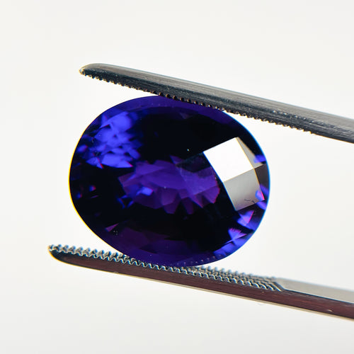 African Purple Amethyst 15x13x9.4 Facet Oval Checkerboard 9.39 Carat Extra Fine AA