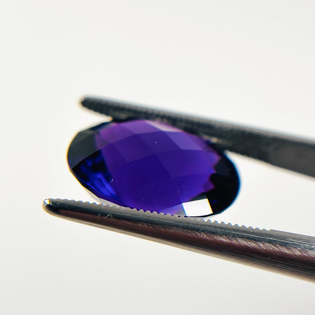 African Purple Amethyst 15x13x9.4 Facet Oval Checkerboard 9.39 Carat Extra Fine AA