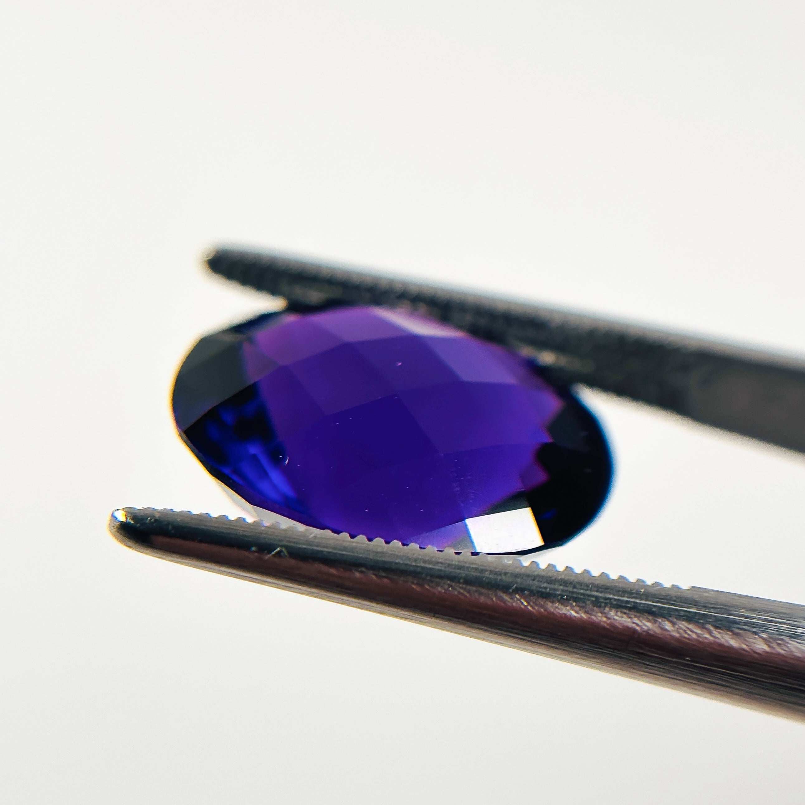 African Purple Amethyst 15x13x9.4 Facet Oval Checkerboard 9.39 Carat Extra Fine AA