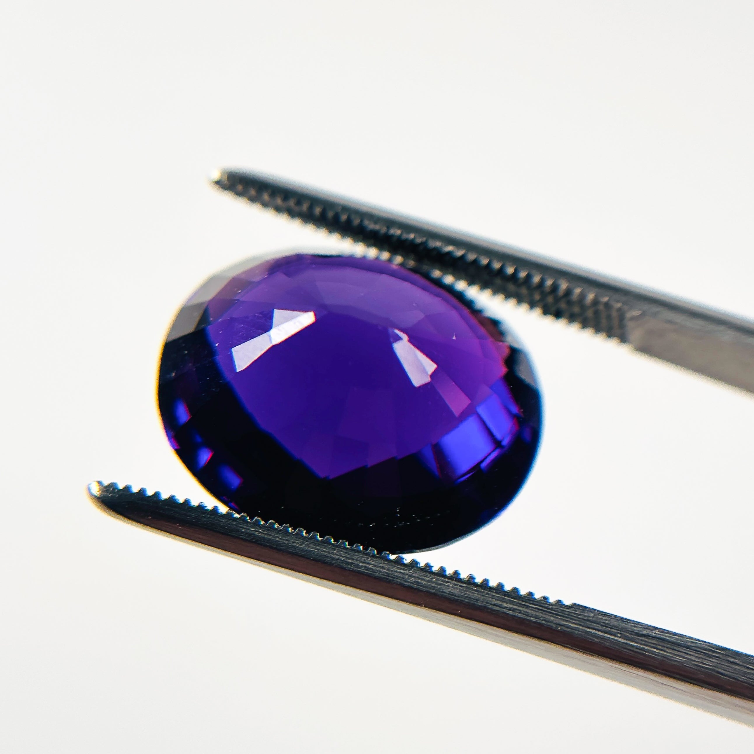 African Purple Amethyst 15x13x9.4 Facet Oval Checkerboard 9.39 Carat Extra Fine AA