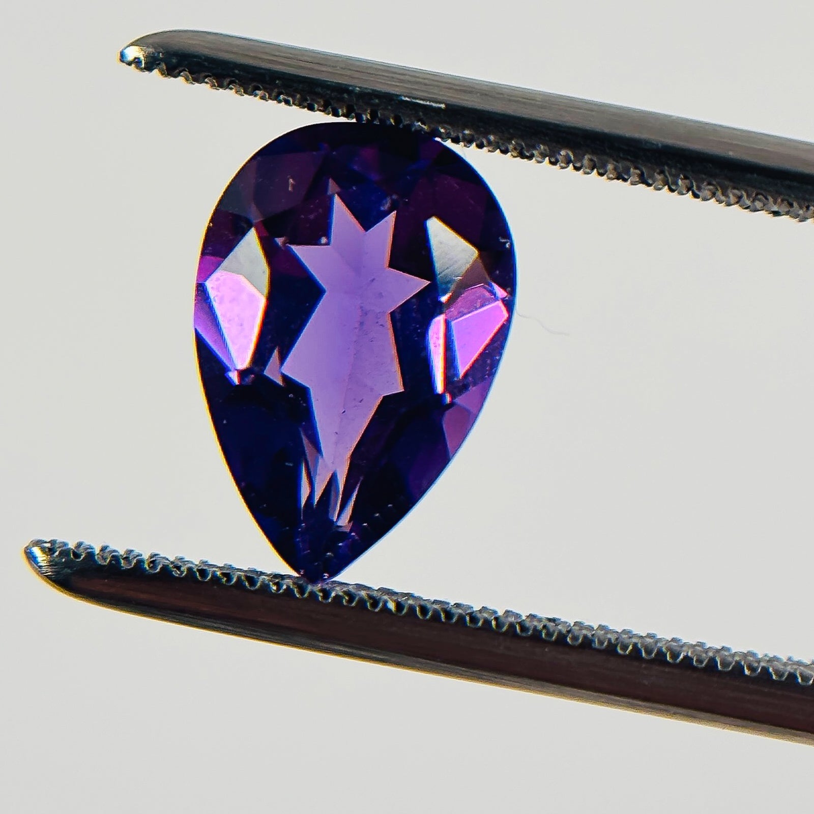 African Purple Amethyst 10x7x5 Facet Pear 1.90 Carat Extra Fine AA