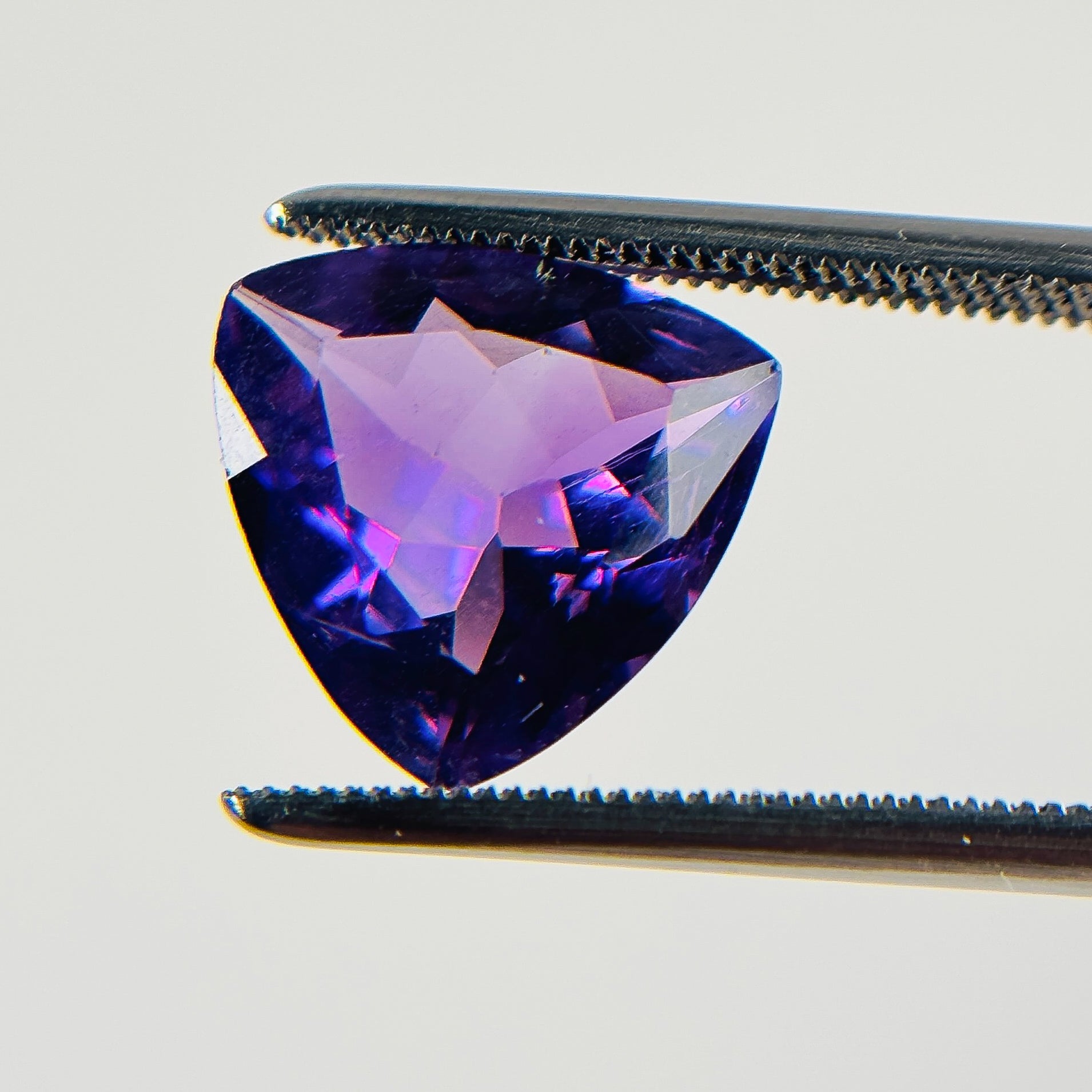 African Purple Amethyst 12x12x7.4 Facet Trillion 4.90 Carat Extra Fine AA