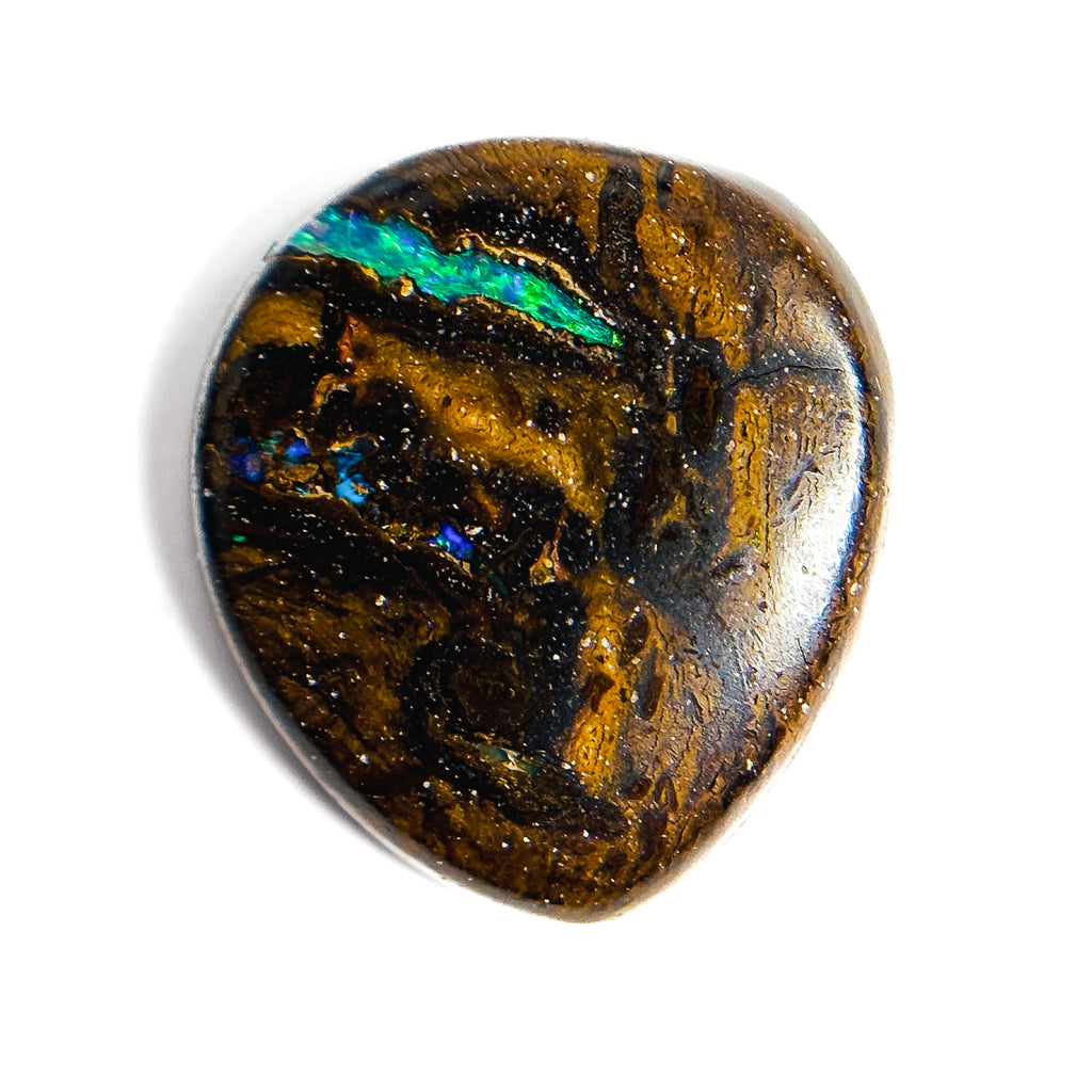 Boulder Opal Green Blue 16x14x4 Cabochon Pear 8.30 Carat