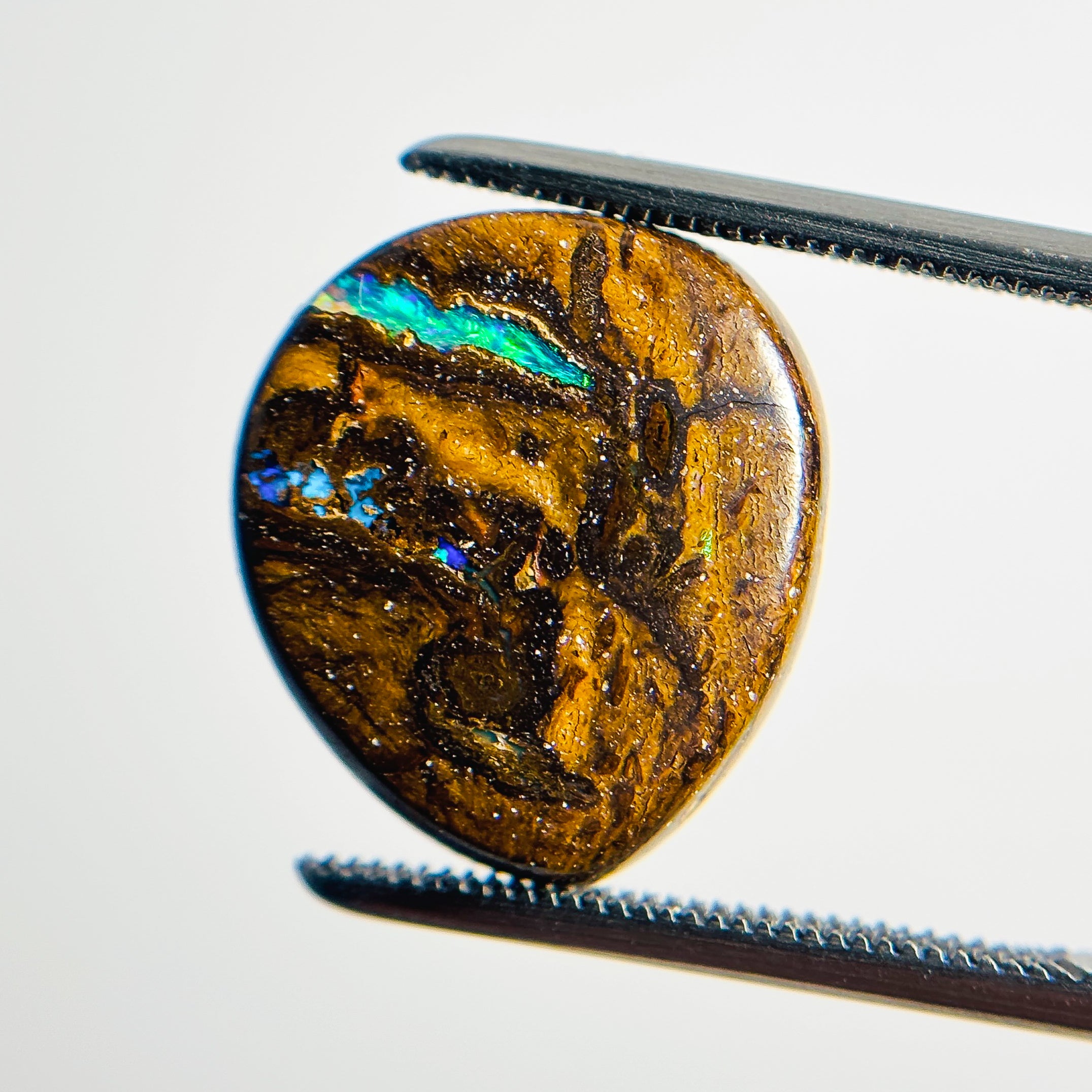 Boulder Opal Green Blue 16x14x4 Cabochon Pear 8.30 Carat