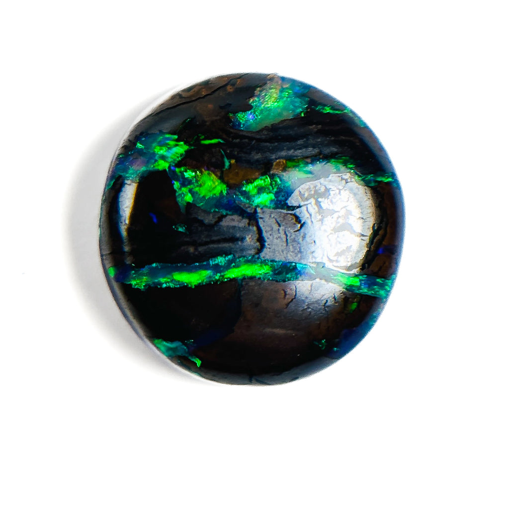Boulder Opal Green Blue 12x12x4.5 Cabochon Round 6.50 Carat