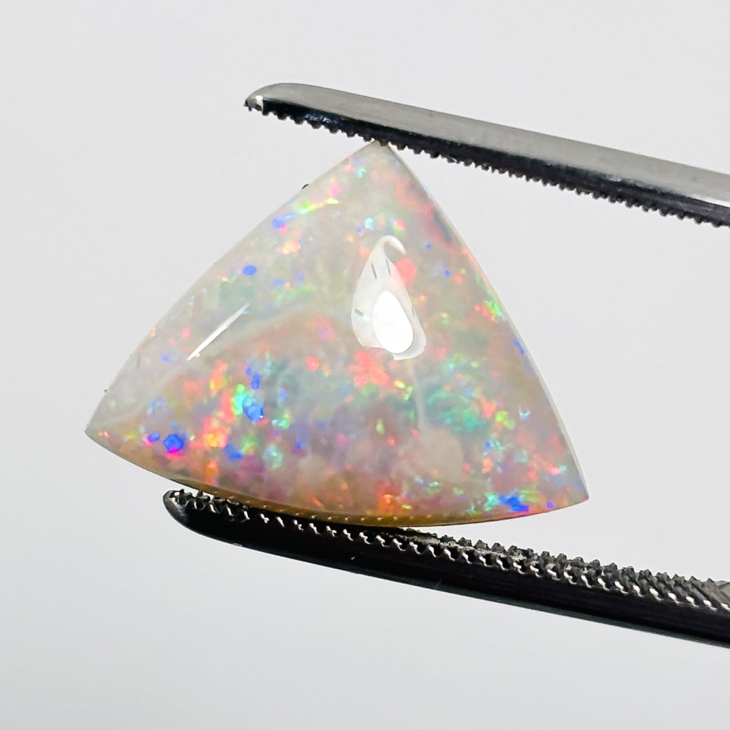 White Opal Red Multicolour 14x13x5 Cabochon Trillion 4.50 Carat