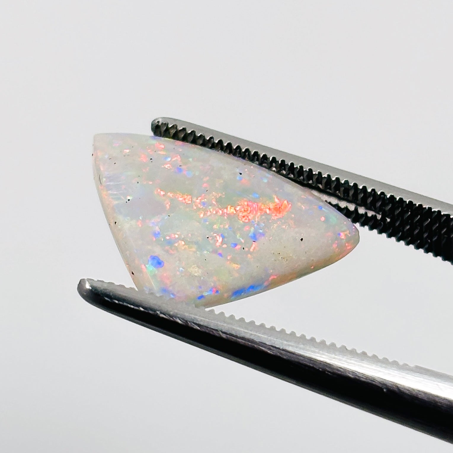 White Opal Red Multicolour 14x13x5 Cabochon Trillion 4.50 Carat
