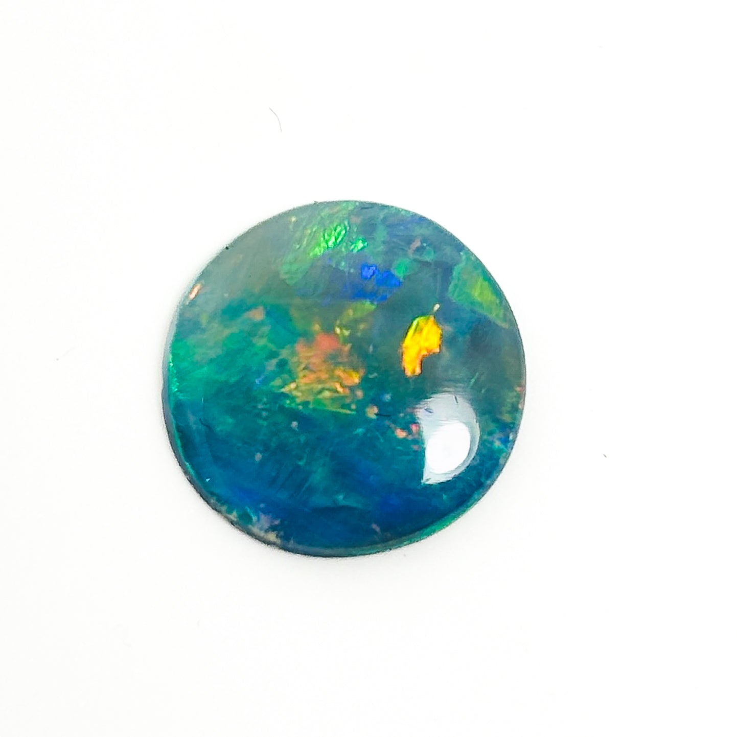 Crystal Opal Blue Multicolour 11.5x11.5x2 Cabochon Round 1.80 Carat