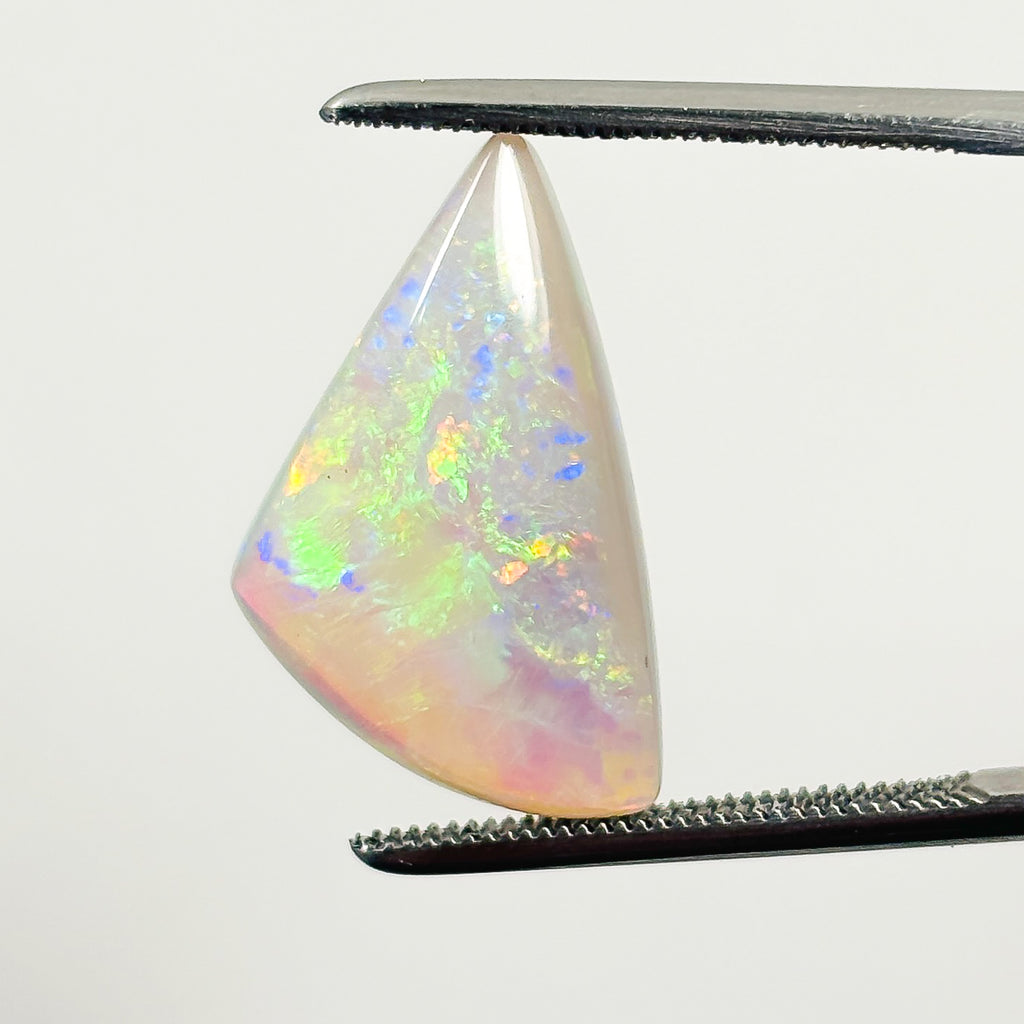 White Opal Red Multi 19x13x4.4 Cabochon Freeform 5.20 Carat