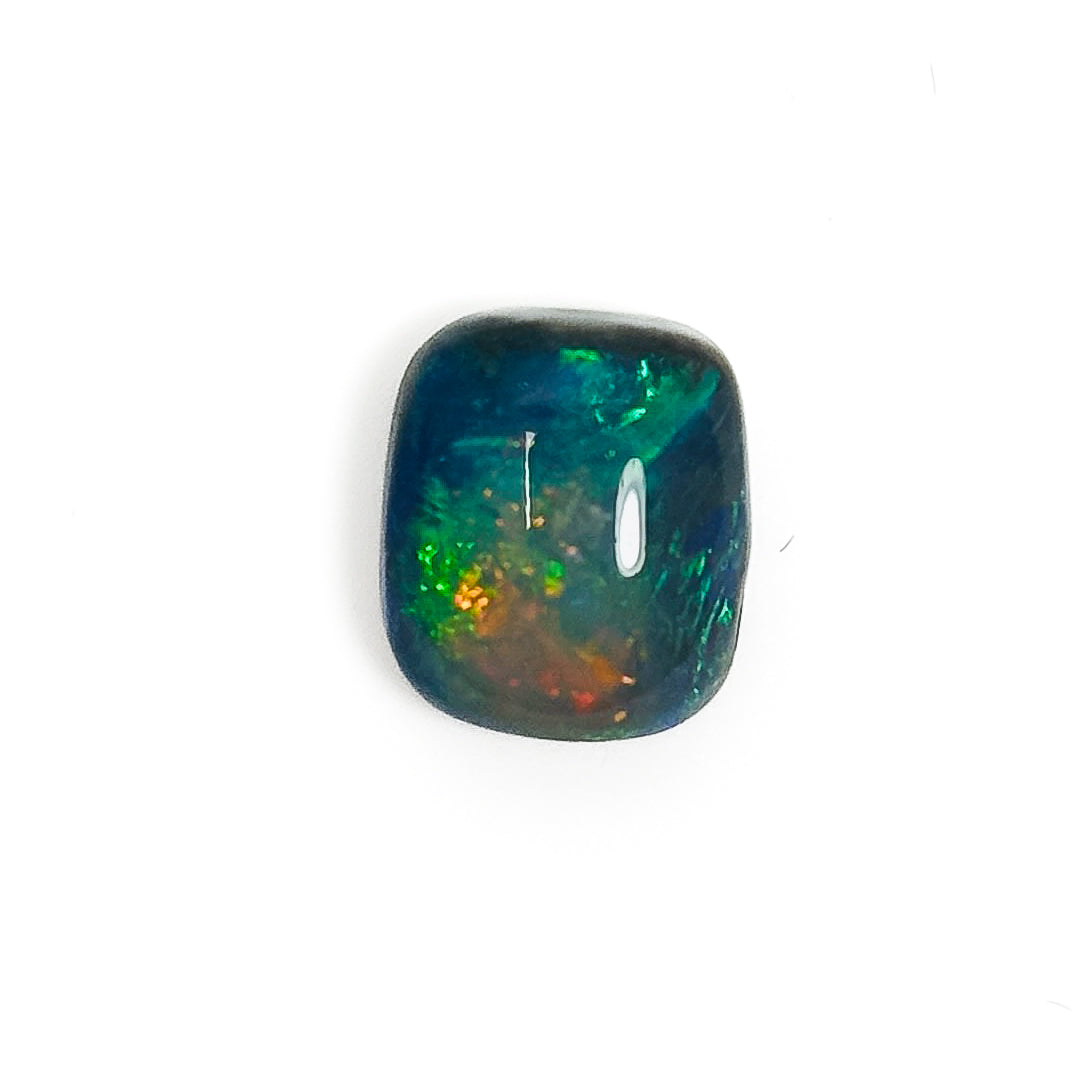Black Opal Red Green 9x8x5 Cabochon Cushion 2.30 Carat