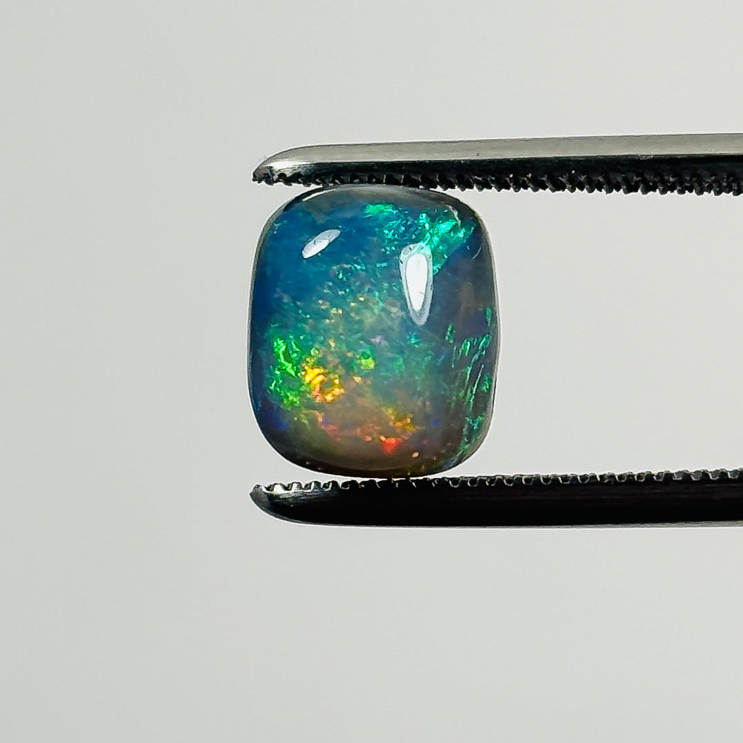 Black Opal Red Green 9x8x5 Cabochon Cushion 2.30 Carat