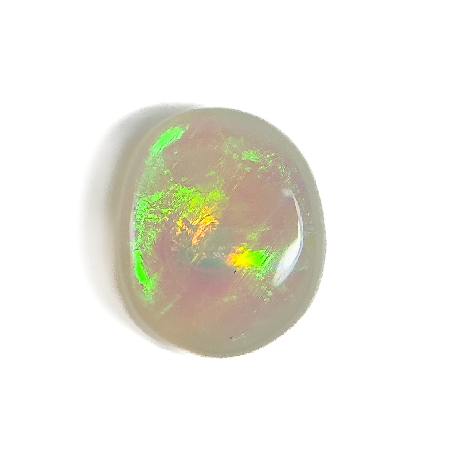 White Opal Green Orange 10x9x4 Cabochon Oval 2.60 Carat