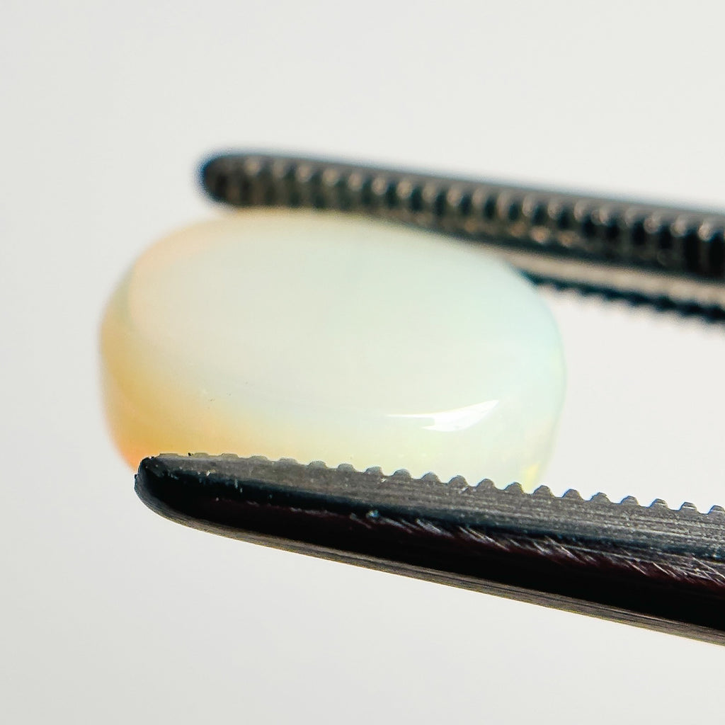 White Opal Green Orange 10x9x4 Cabochon Oval 2.60 Carat