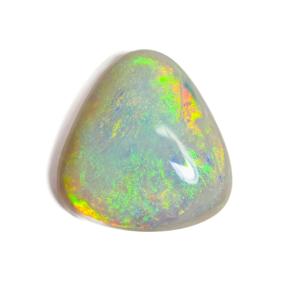 White Opal Green Multicolour 21x20x7 Cabochon Triangle 17.76 Carat
