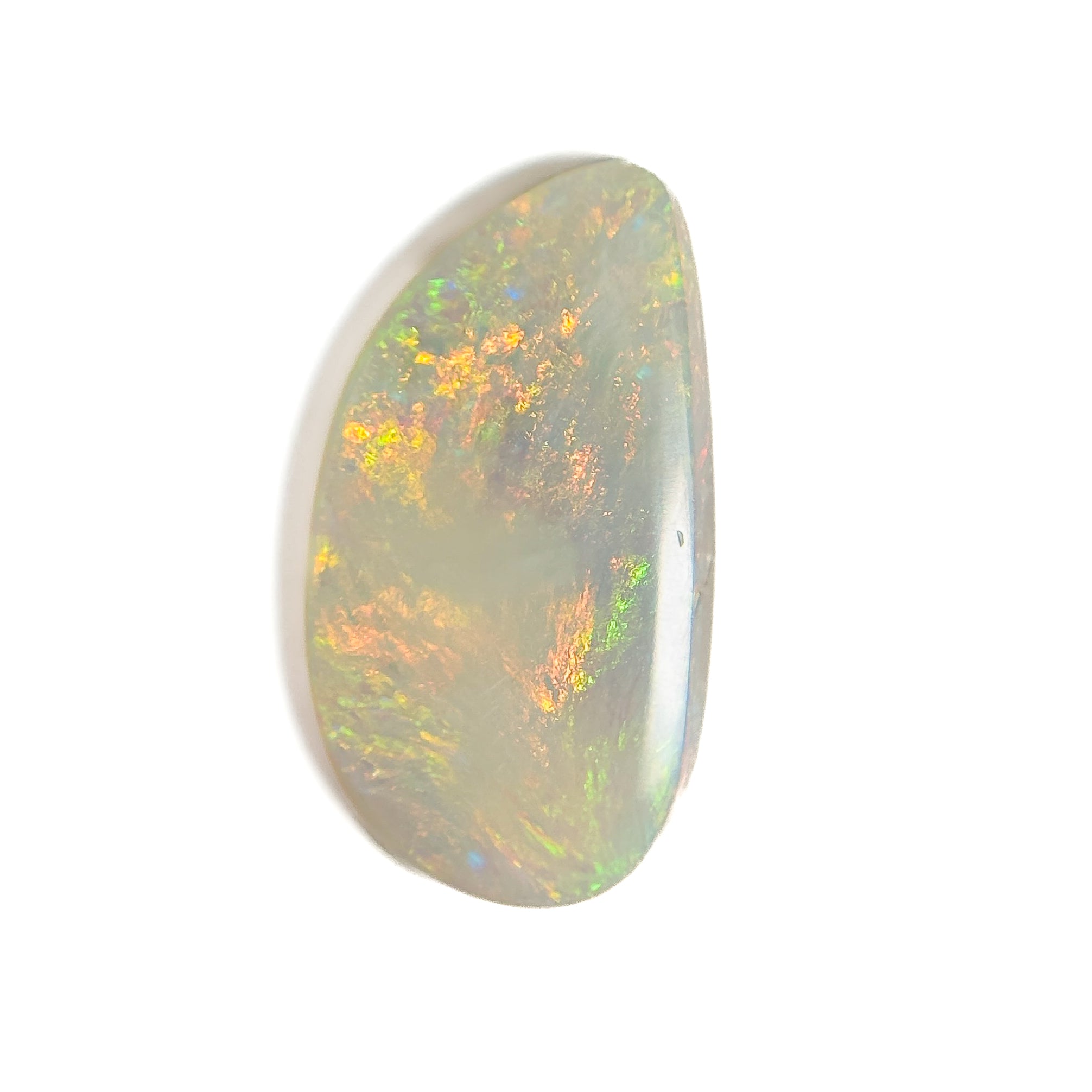 White Opal Red Multicolour 18x10x3 Cabochon Freeform 3.65 Carat