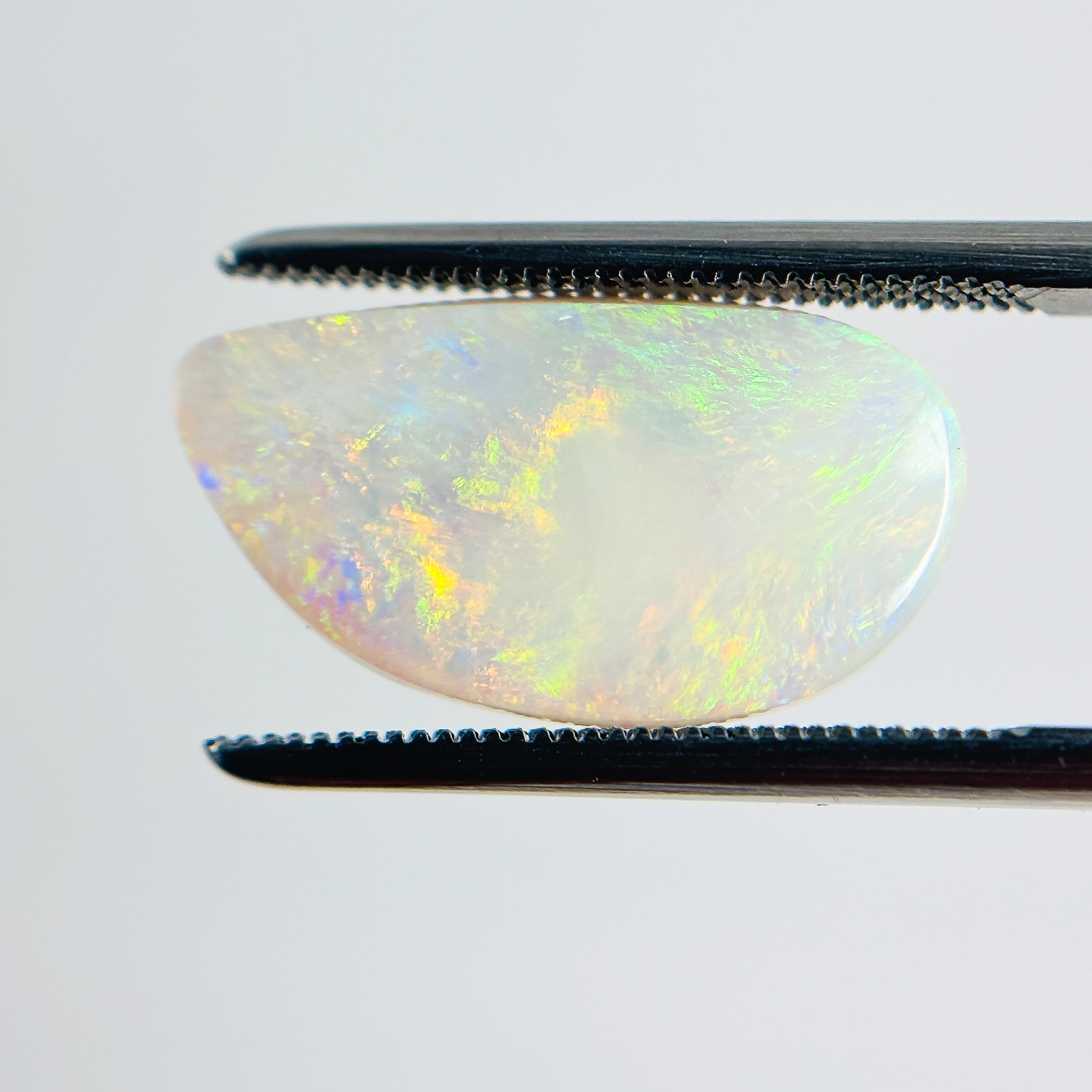 White Opal Red Multicolour 18x10x3 Cabochon Freeform 3.65 Carat