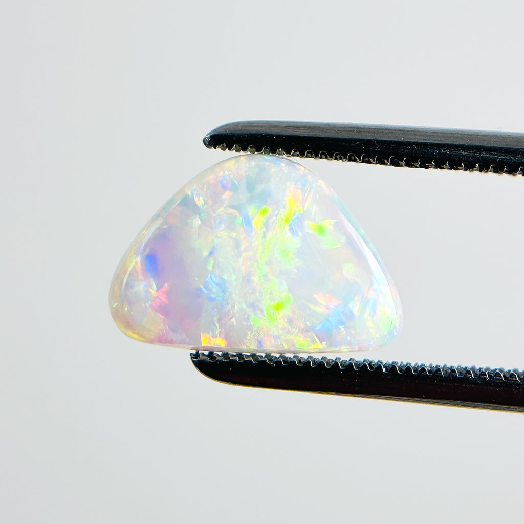 White Opal Red Multicolour 11x8x3 Cabochon Freeform 1.55 Carat