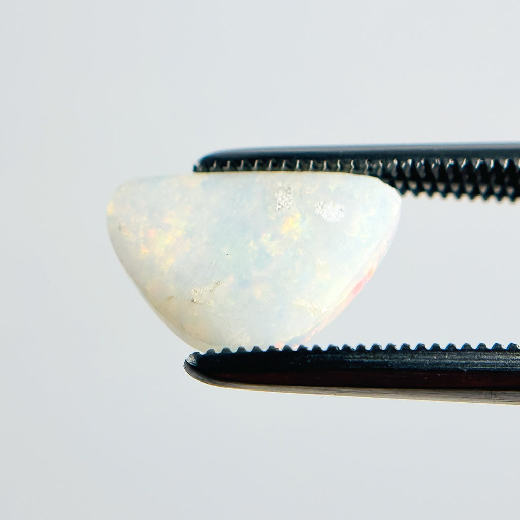 White Opal Red Multicolour 11x8x3 Cabochon Freeform 1.55 Carat