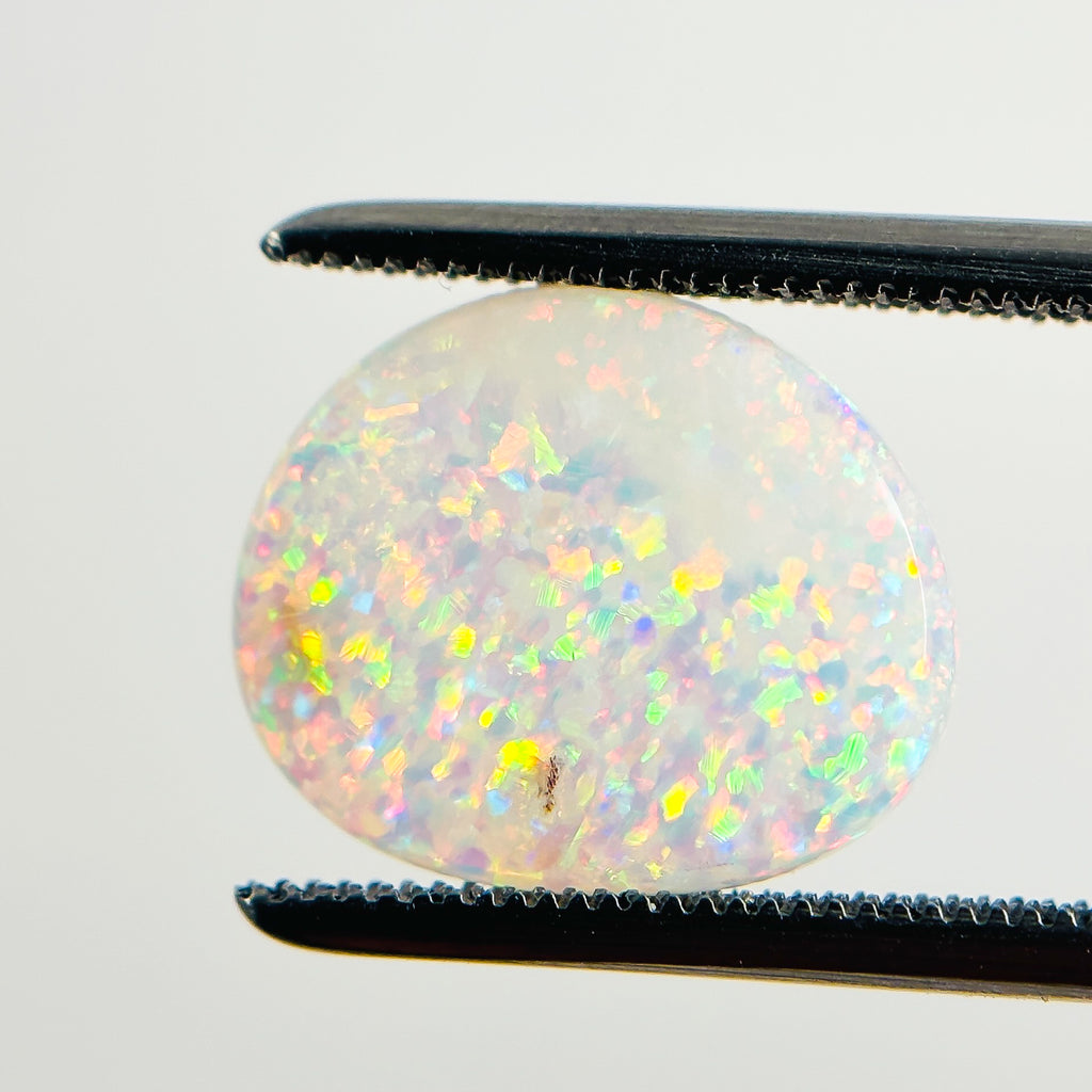 White Opal Multicolour 13x11x2 Cabochon Freeform 1.90 Carat