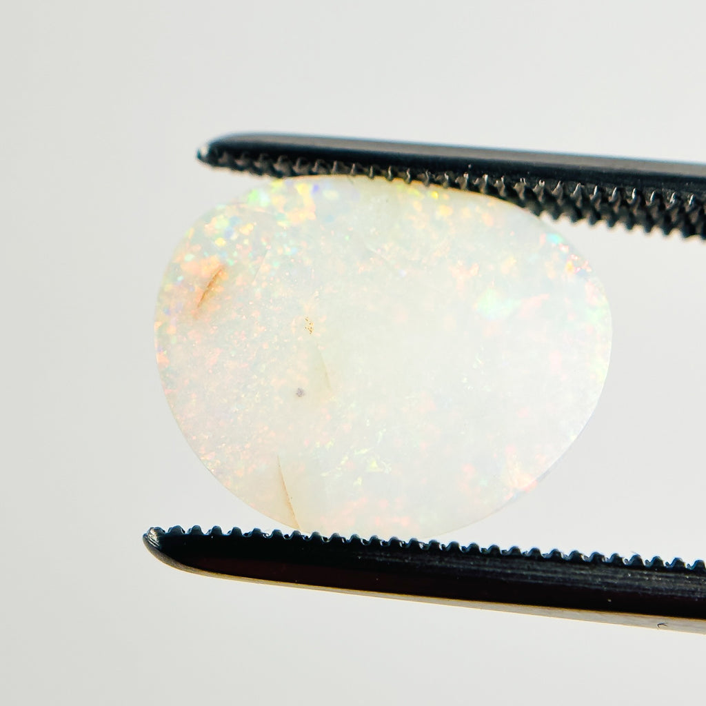 White Opal Multicolour 13x11x2 Cabochon Freeform 1.90 Carat