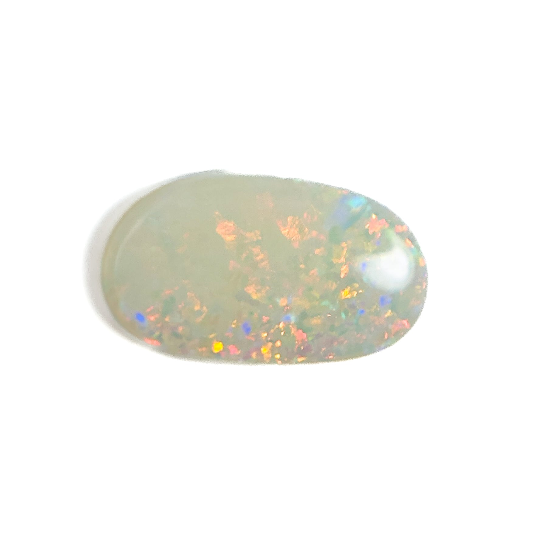 White Opal Multicolour 14x8x3.5 Cabochon Freeform 2.75 Carat
