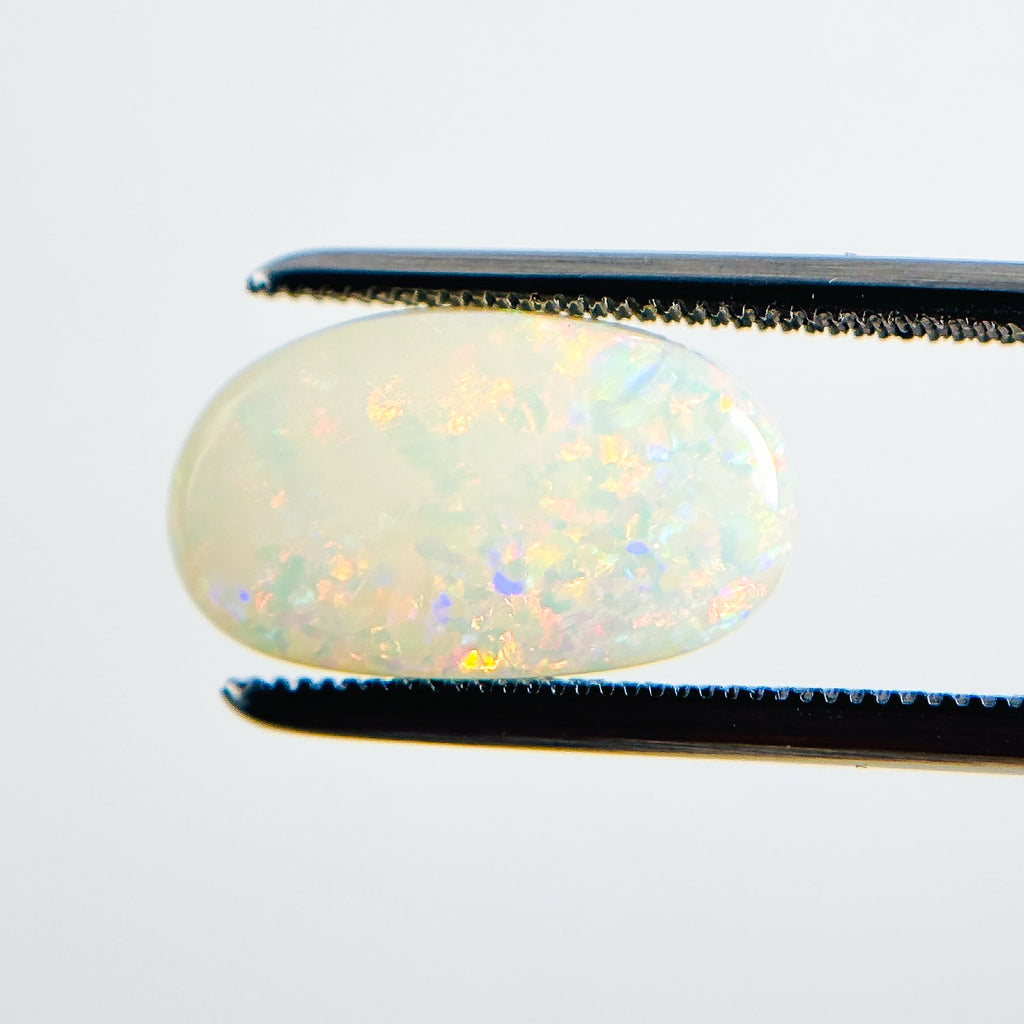White Opal Multicolour 14x8x3.5 Cabochon Freeform 2.75 Carat
