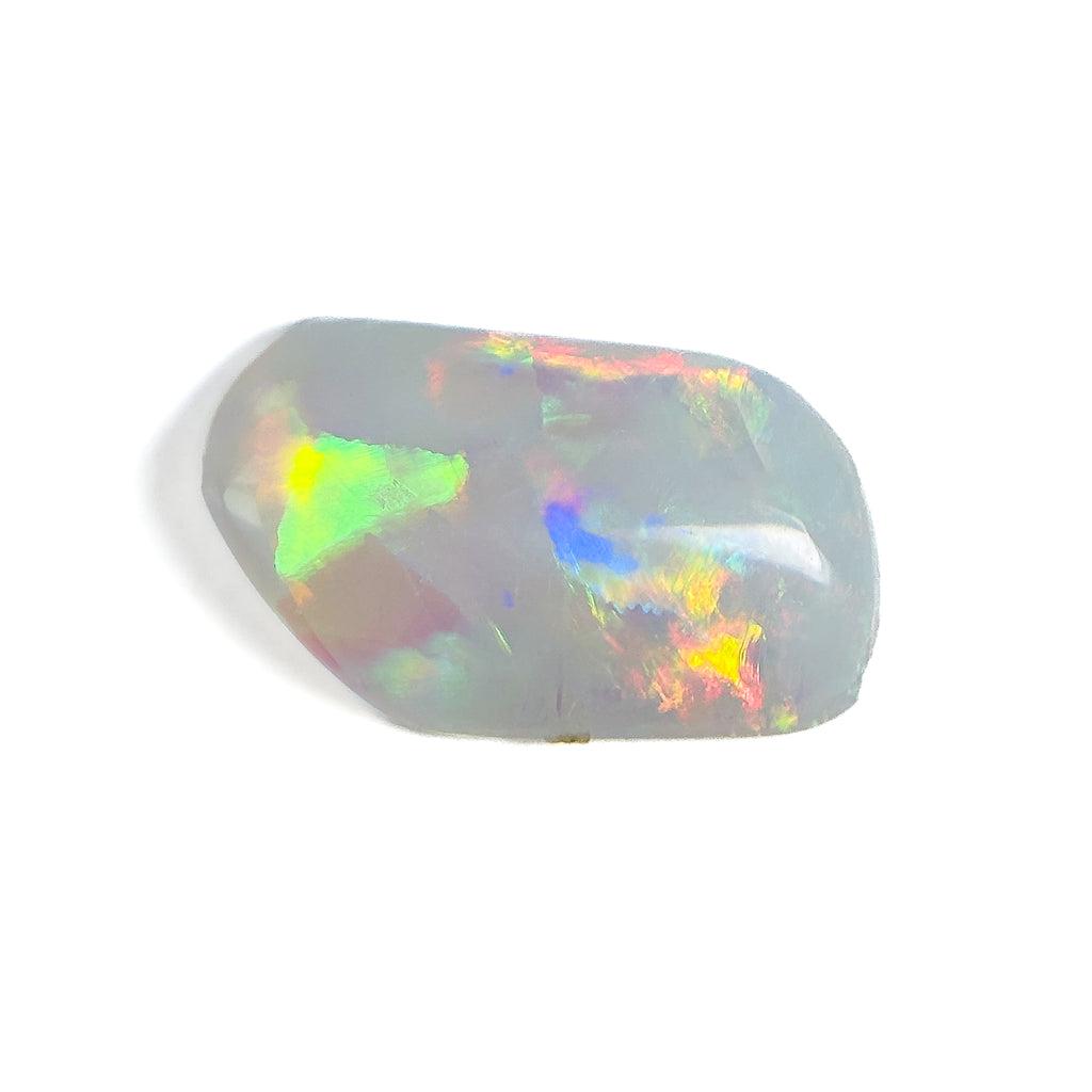 White Opal Multicolour Harlequin 15x9x4 Cabochon Freeform 3 Carat