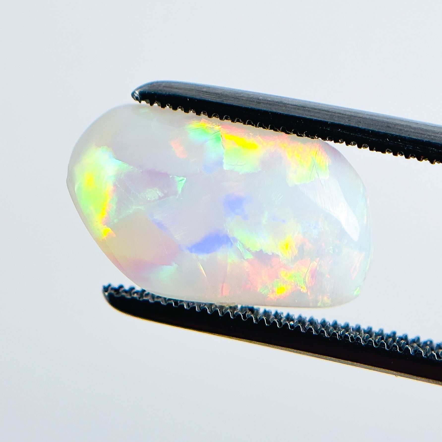 White Opal Multicolour Harlequin 15x9x4 Cabochon Freeform 3 Carat