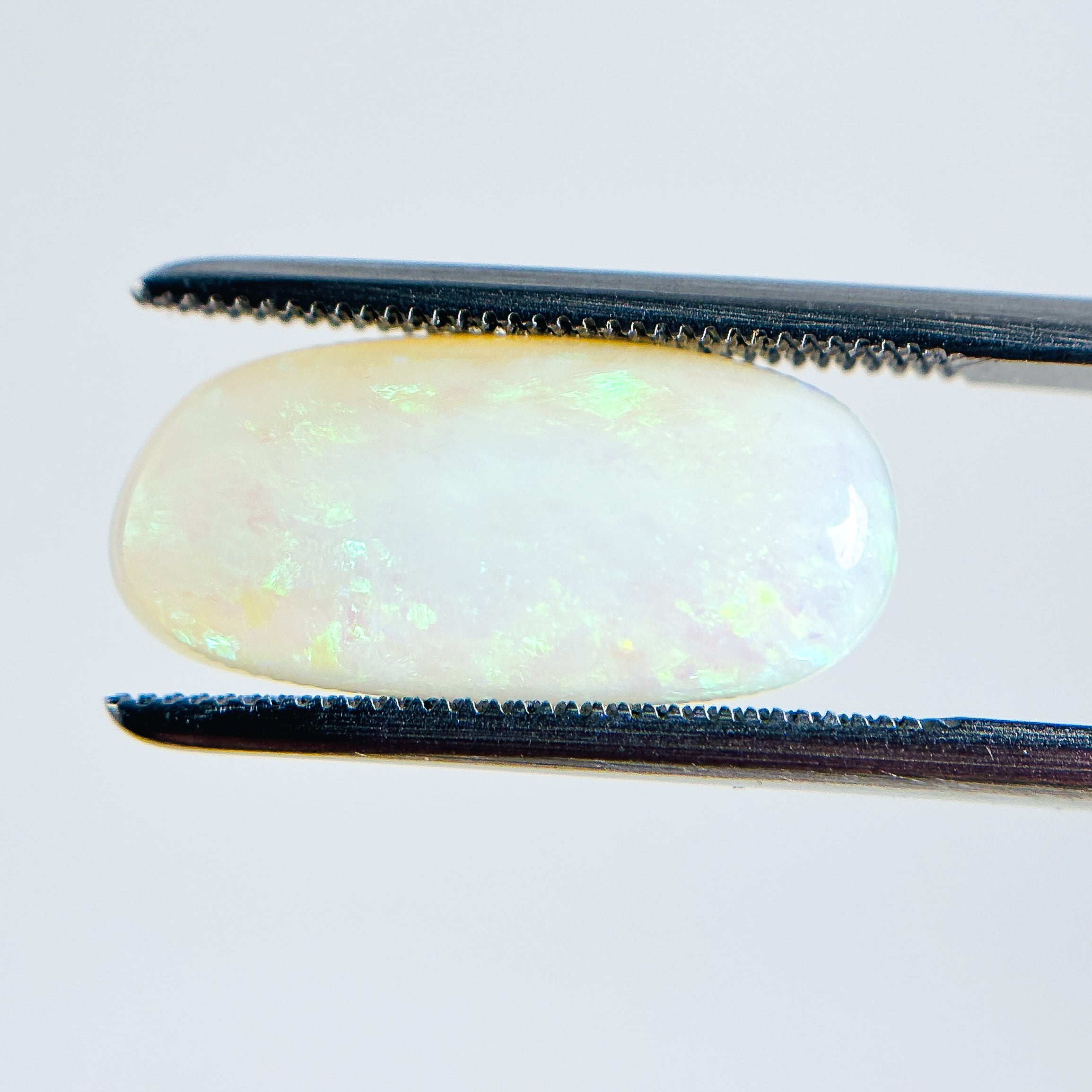 White Opal Green Blue 17x8x4 Cabochon Freeform 4.25 Carat