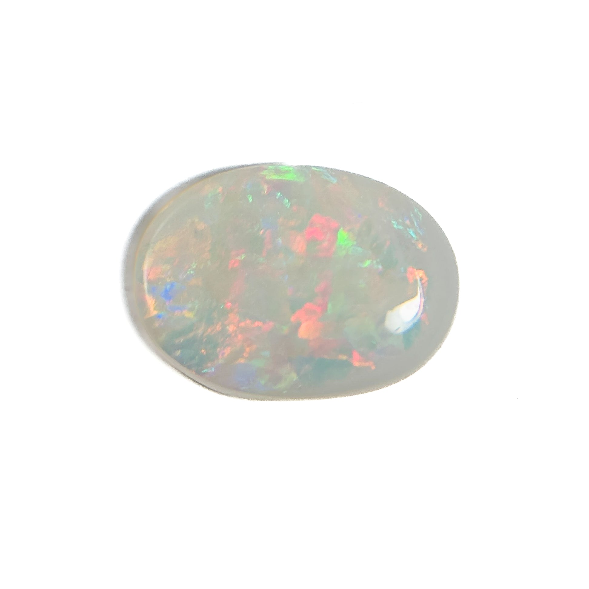 White Opal Red Multicolour 12x9x2.5 Cabochon Oval 1.70 Carat