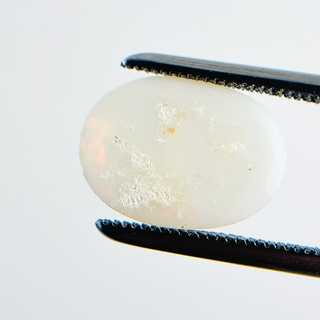 White Opal Red Multicolour 12x9x2.5 Cabochon Oval 1.70 Carat