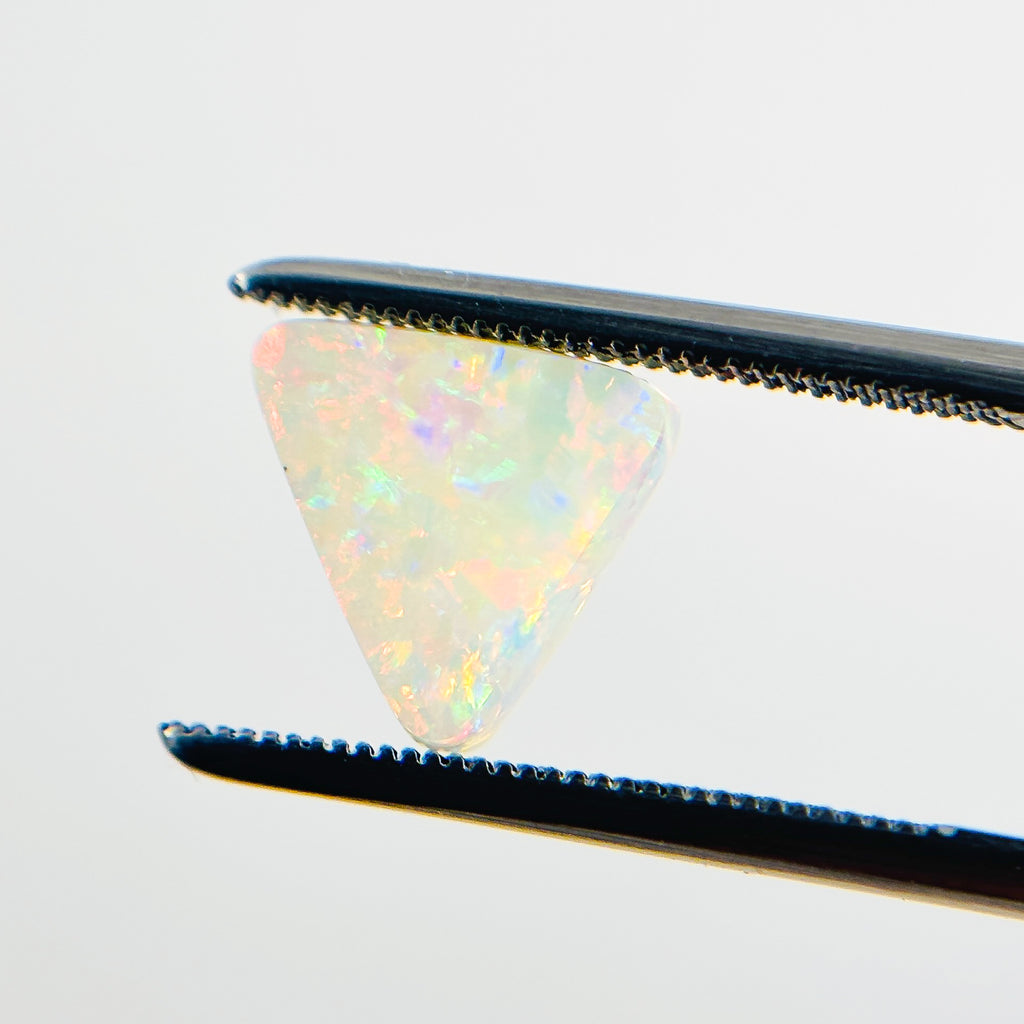 White Opal Red Multicolour 9.5x9x3 Cabochon Triangle 1.7 Carat