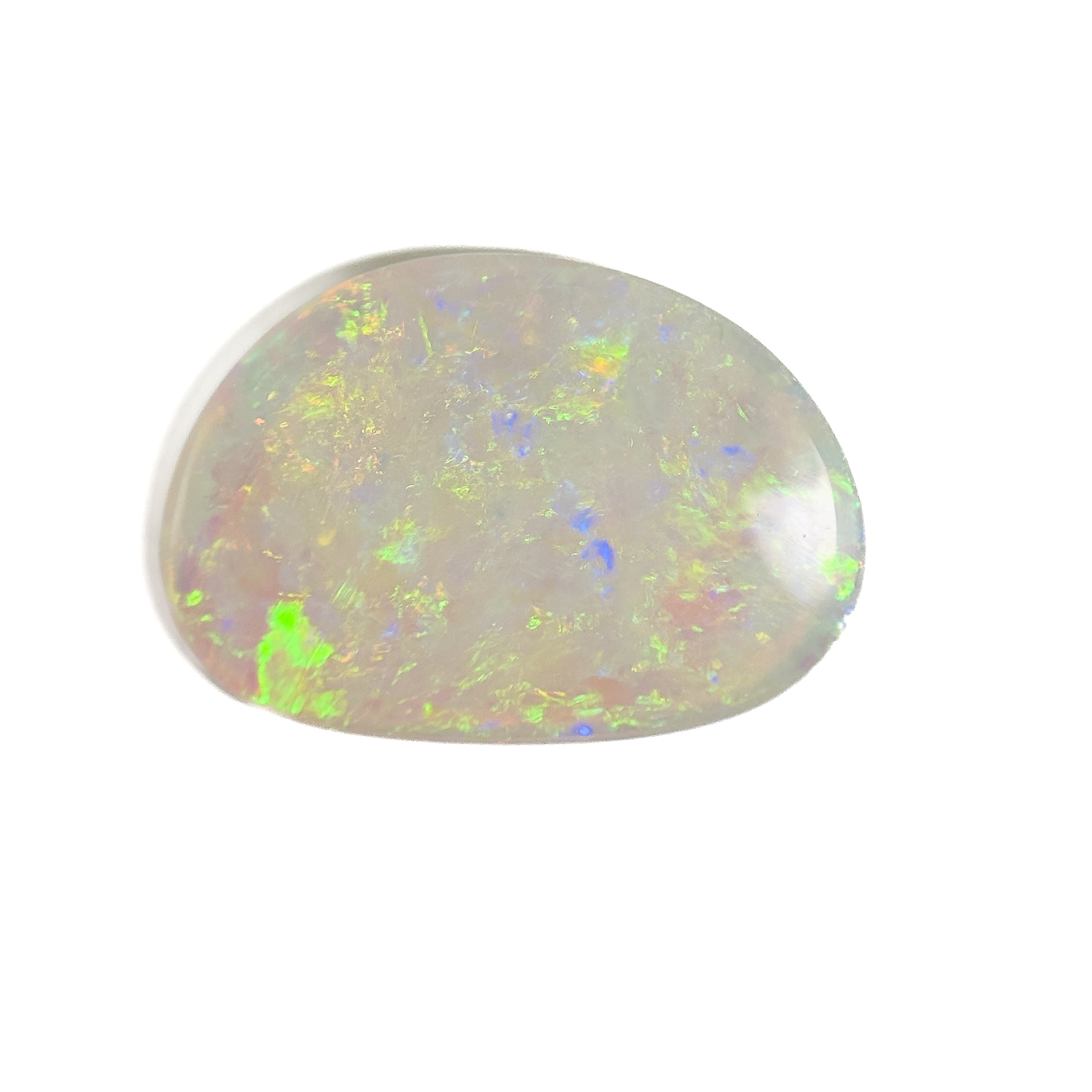 White Opal Green Blue 18.5x13x2.5 Cabochon Freeform 3.75 Carat