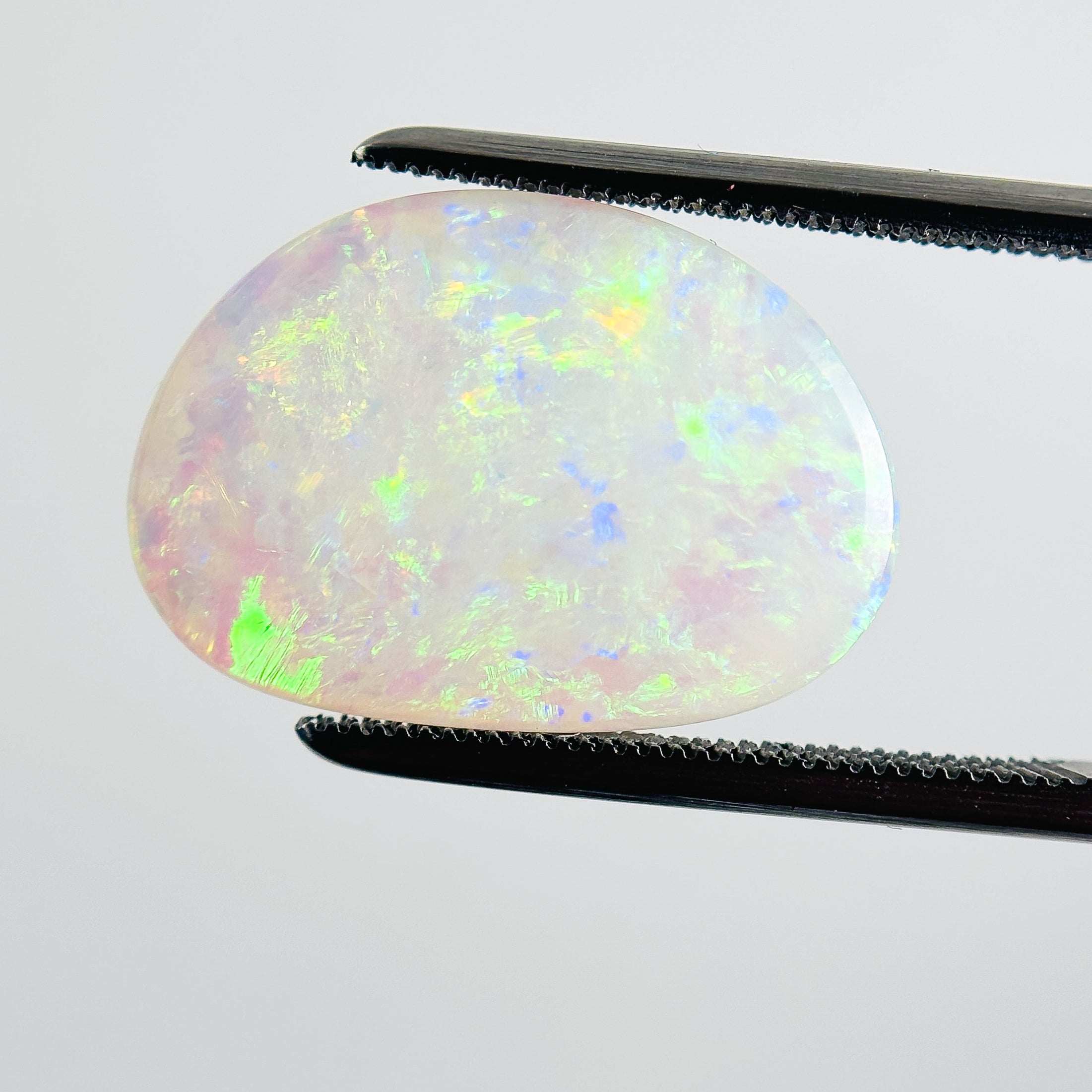 White Opal Green Blue 18.5x13x2.5 Cabochon Freeform 3.75 Carat