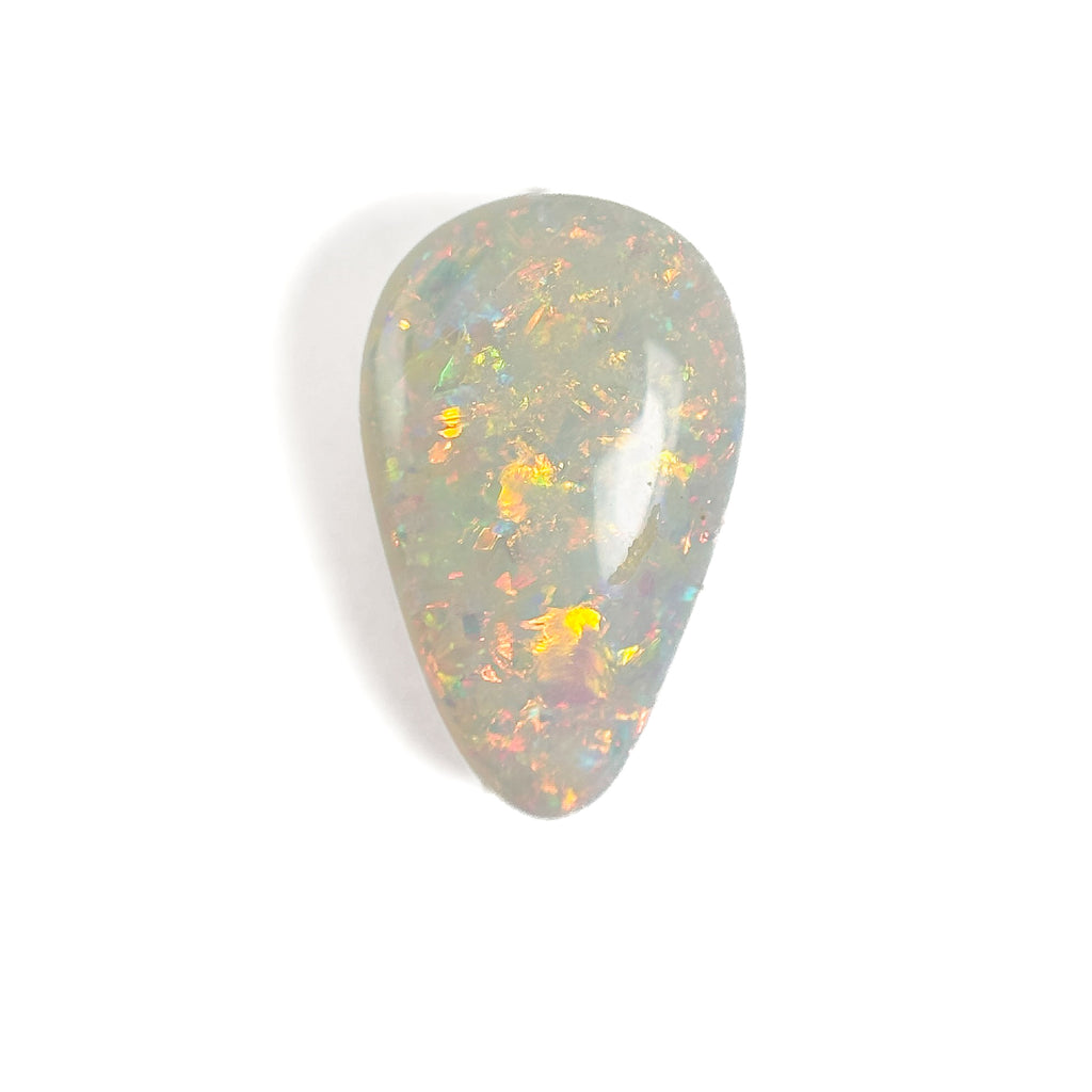 White Opal Multicolour 15x9x6 Cabochon Pear 5.05 Carat