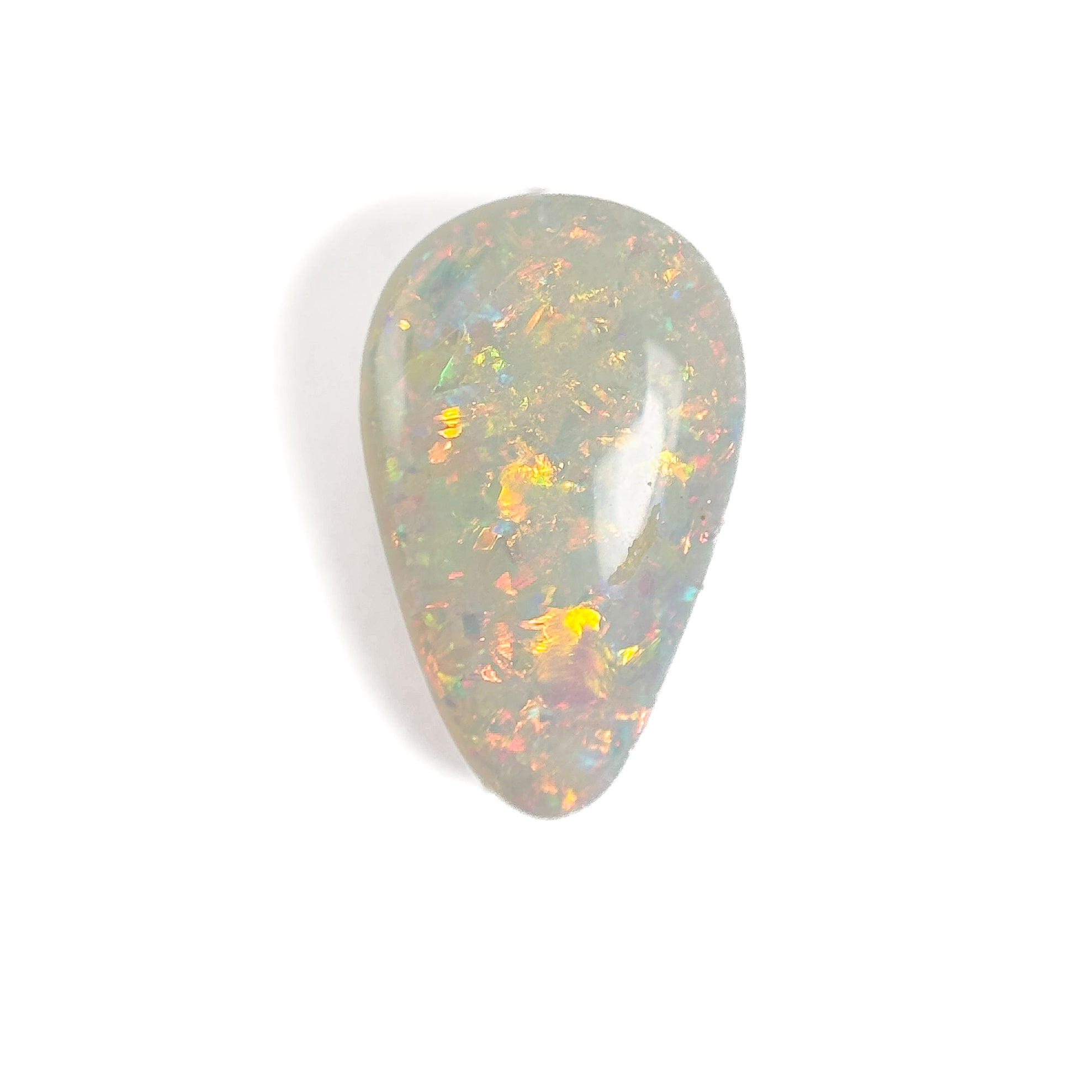 White Opal Multicolour 15x9x6 Cabochon Pear 5.05 Carat