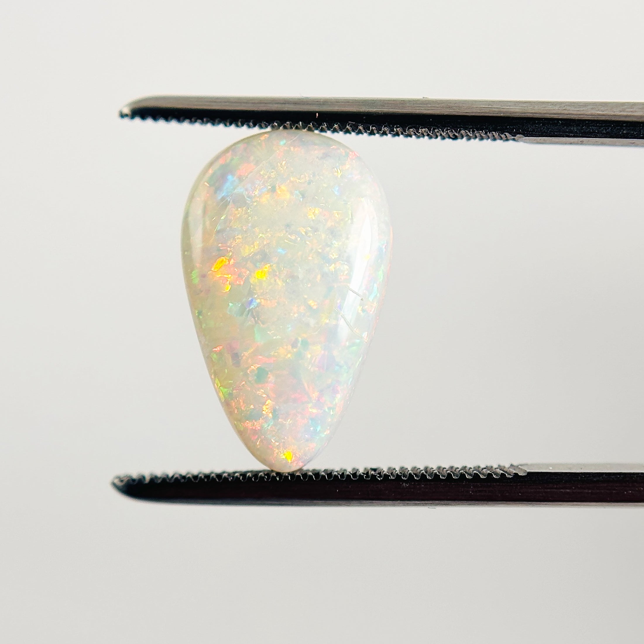 White Opal Multicolour 15x9x6 Cabochon Pear 5.05 Carat