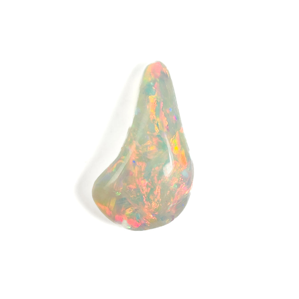 White Opal Red Multicolour 16x9x5 Cabochon Freeform 3.35 Carat