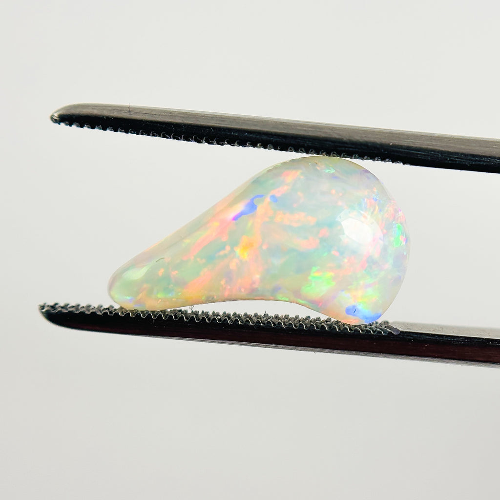 White Opal Red Multicolour 16x9x5 Cabochon Freeform 3.35 Carat