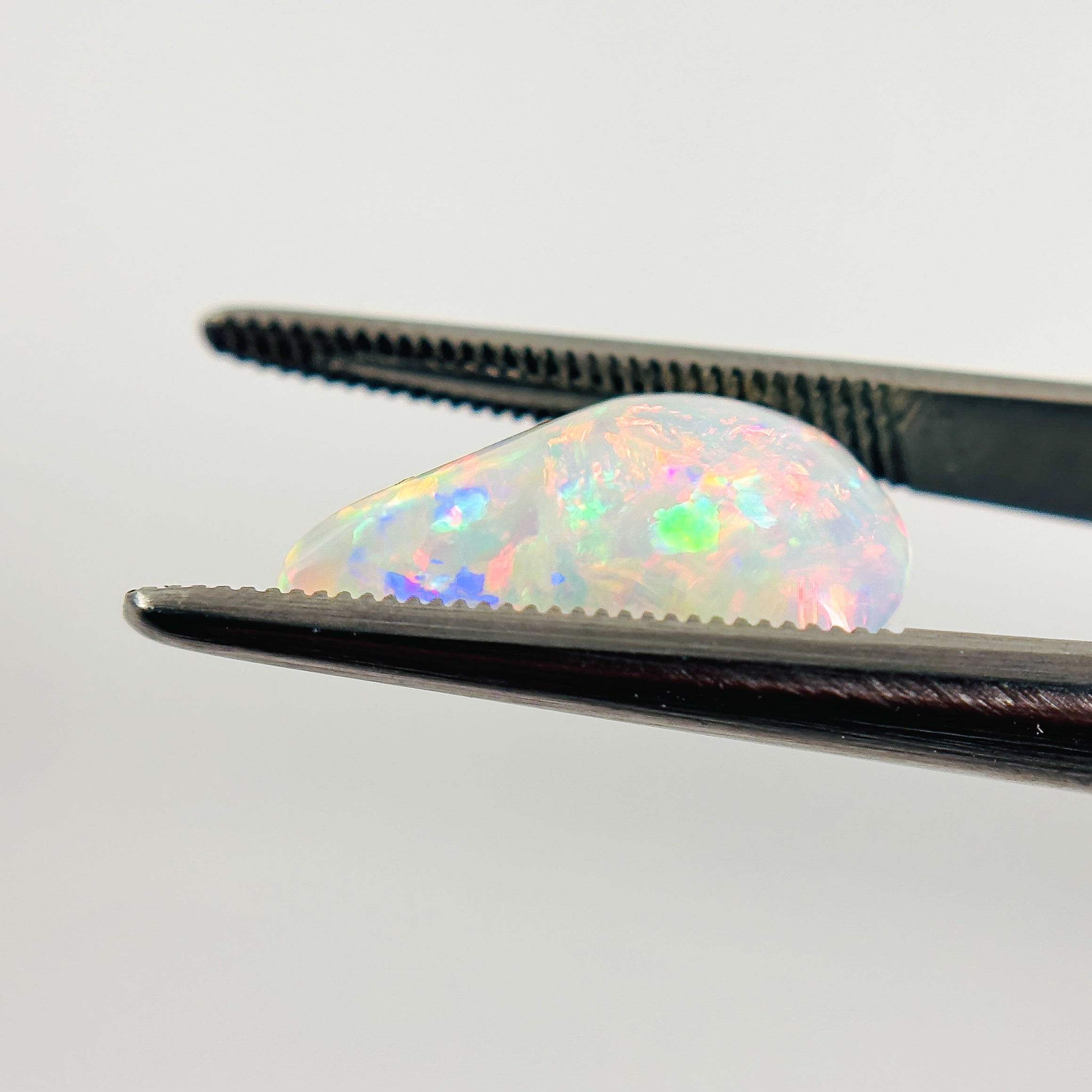 White Opal Red Multicolour 16x9x5 Cabochon Freeform 3.35 Carat