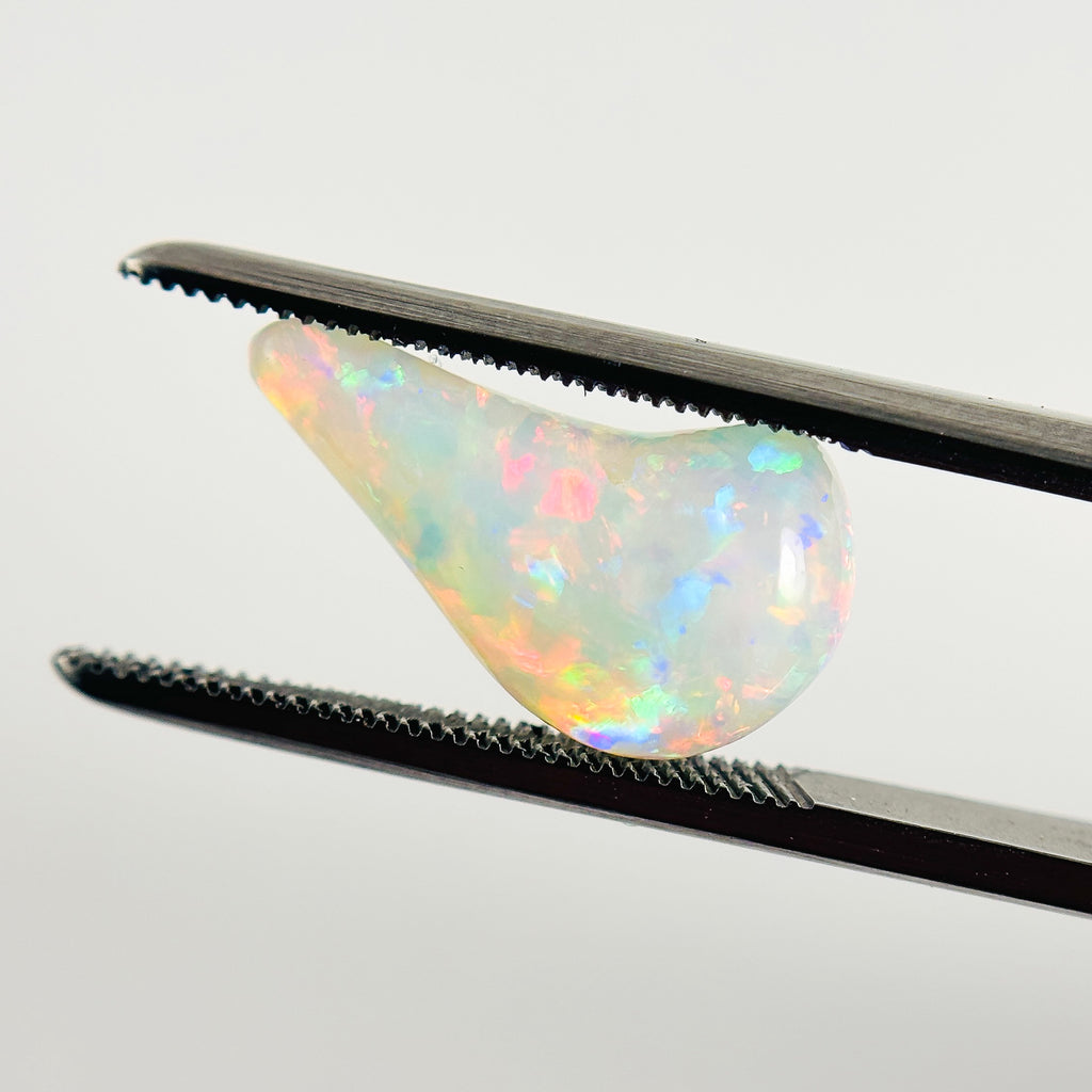 White Opal Red Multicolour 16x9x5 Cabochon Freeform 3.35 Carat