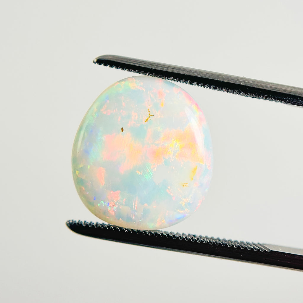 White Opal Red Multicolour 14x13x3 Cabochon Freeform 3.70 Carat