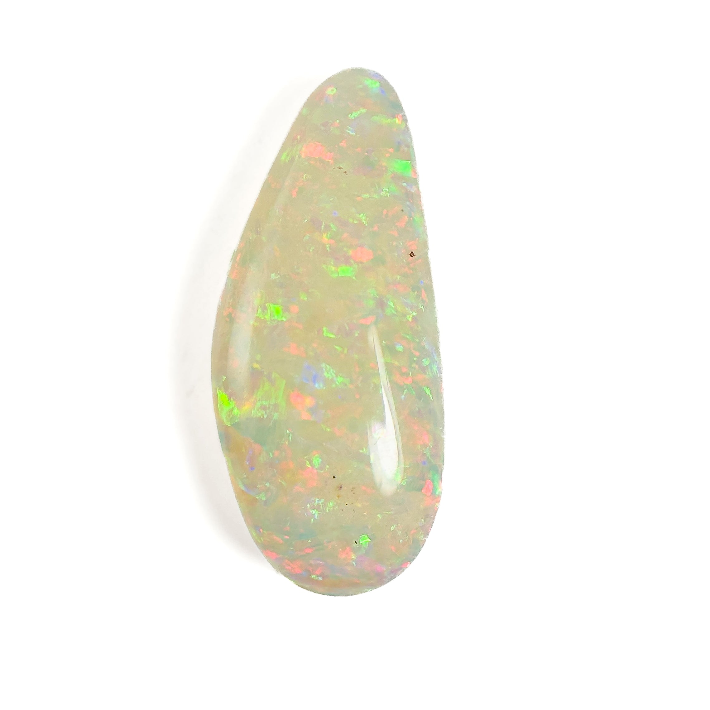 White Opal Multicolour 21x10x5.5 Cabochon Freeform 6.65 Carat
