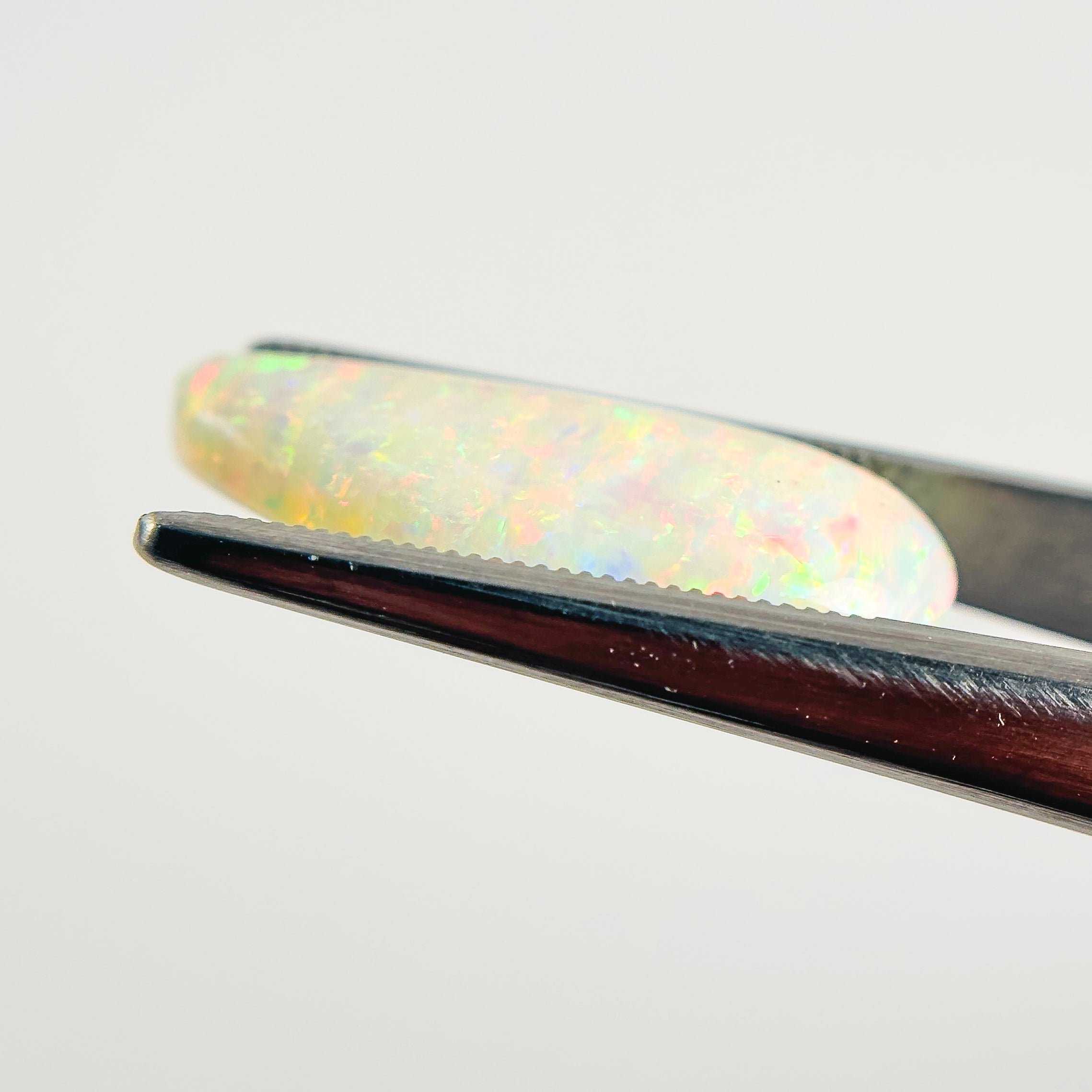 White Opal Multicolour 21x10x5.5 Cabochon Freeform 6.65 Carat