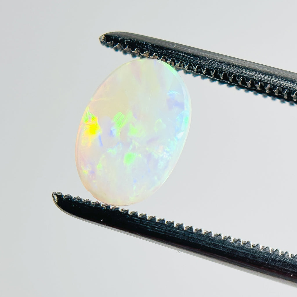 White Opal Green Multicolour 9x6x2 Cabochon Oval 0.45 Carat