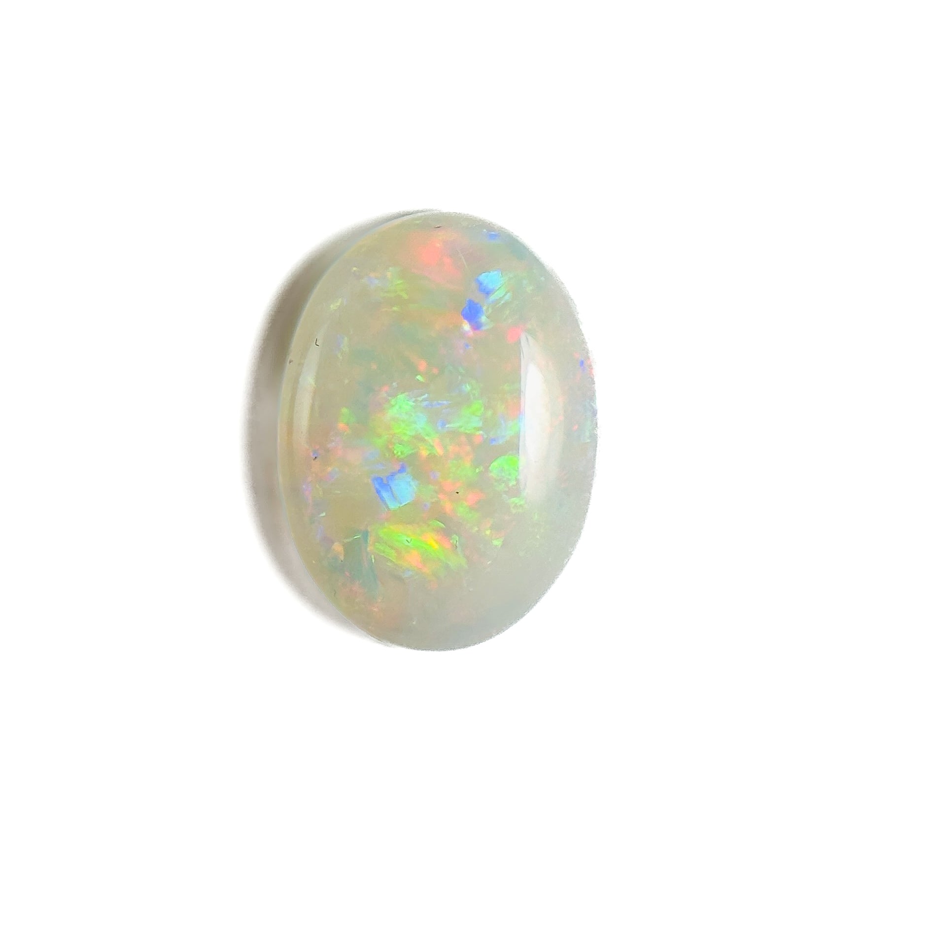 White Opal Multicolour 11x8x3 Cabochon Oval 1.40 Carat