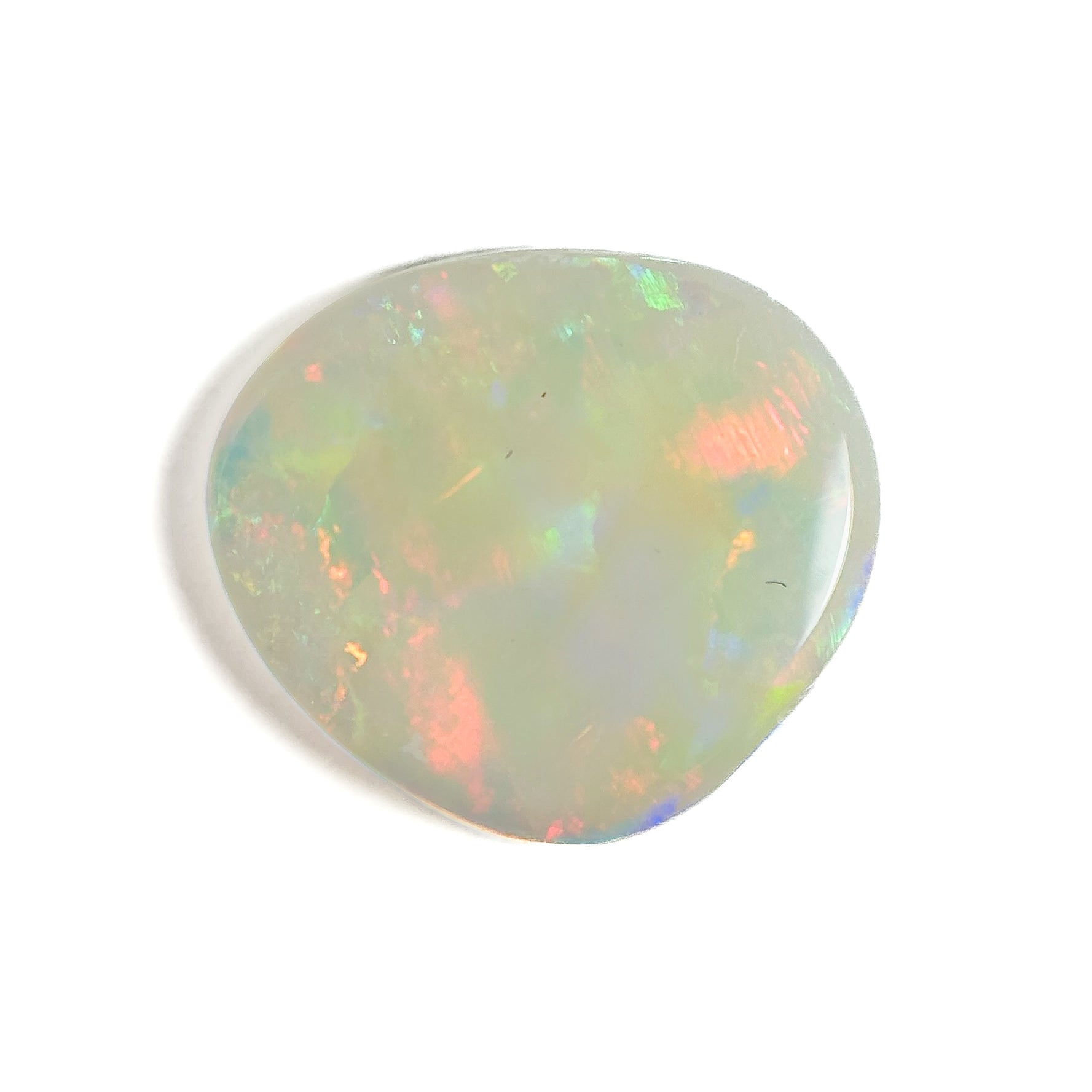 White Opal Red Multicolour 12x11x2.7 Cabochon Freeform 2.20 Carat
