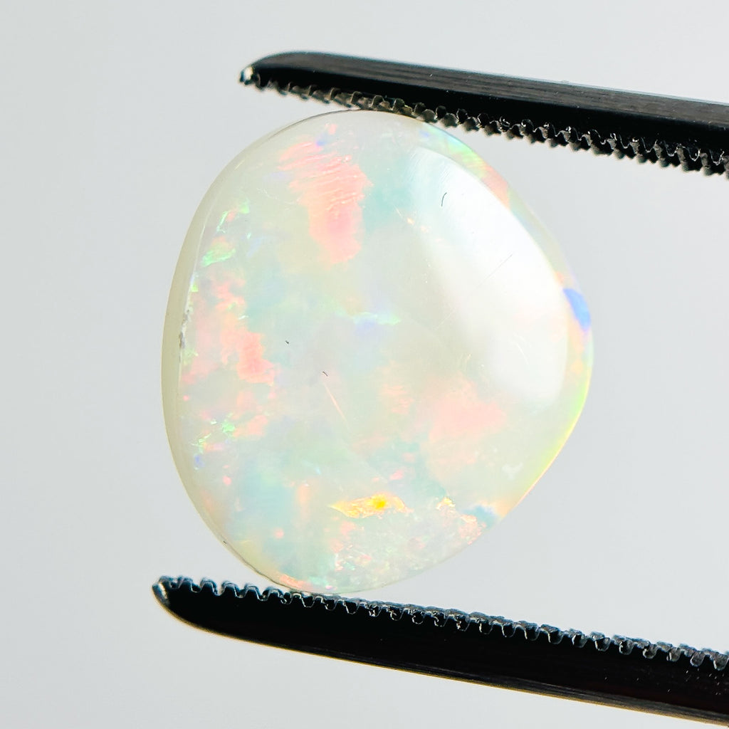 White Opal Red Multicolour 12x11x2.7 Cabochon Freeform 2.20 Carat